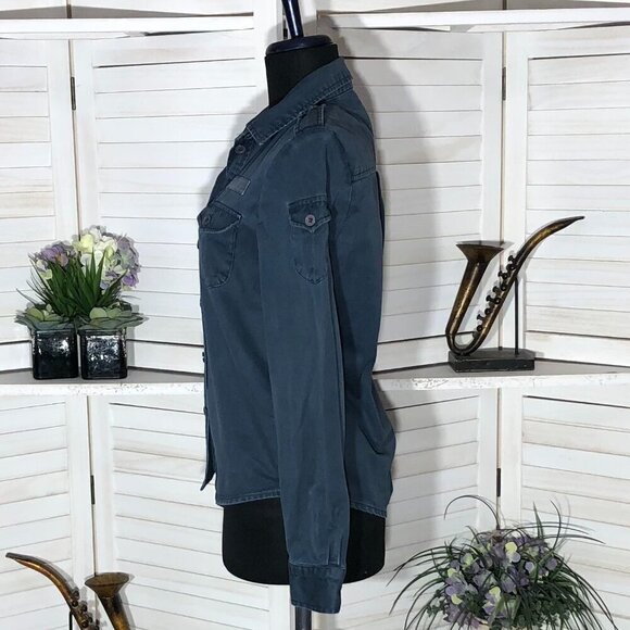 Marc Jacobs Y2K Canvas Shirt Blue Cotton Size 2 - Picture 5 of 9